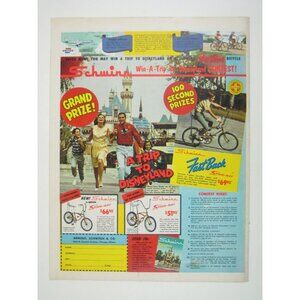 Schwinn Disneyland Contest Vintage Print Ad Family Bicycles 1960s Print AD